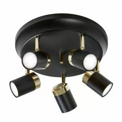 AH Belysning Takspot Svart/Mässing Rund 5X35w