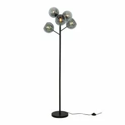 Aneta Lighting Atom Golvlampa 5-arm Upp, Svart/rök