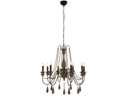 Aneta Lighting Brissac Svart/Antikträ Takkrona