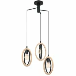 EGLO Basildon Taklampa Rondell 61cm Trä/Svart