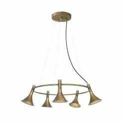 Konsthantverk Megafon Taklampa 5-Låg Rund Råmässing