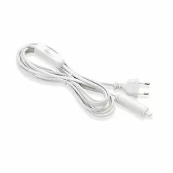 Expand Vit Startkabel Med Eu Kontakt Och Strömbrytare 3,5m